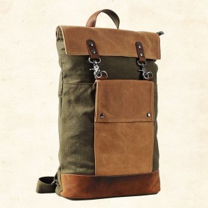 KP3  VINTAGE TAR III™ Rucksack Canvas mit Leder Damen / Herren  - dunkelgrau 17"